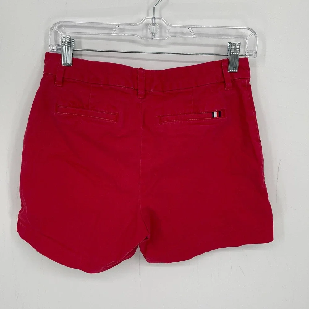 Tommy Hilfiger Women's Red Stretch Preppy Sailor Button Chino Shorts Size 4